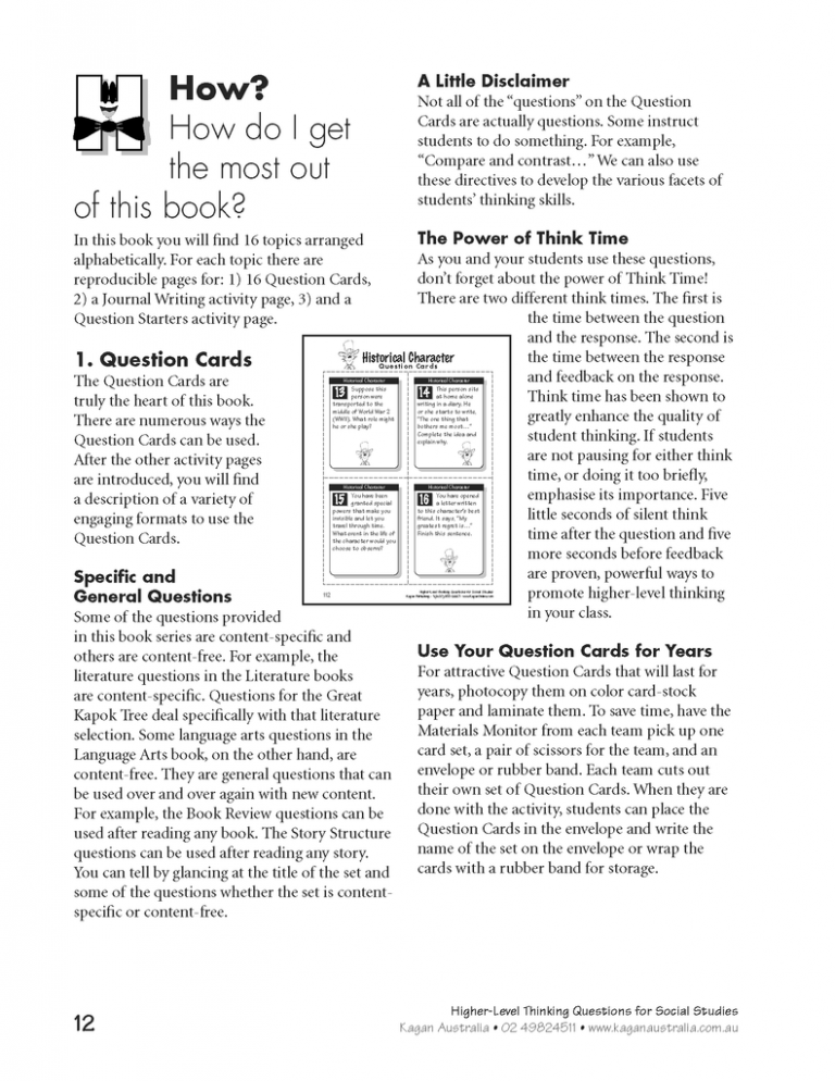 Social Studies HigherLevel Thinking Questions Kagan Australia
